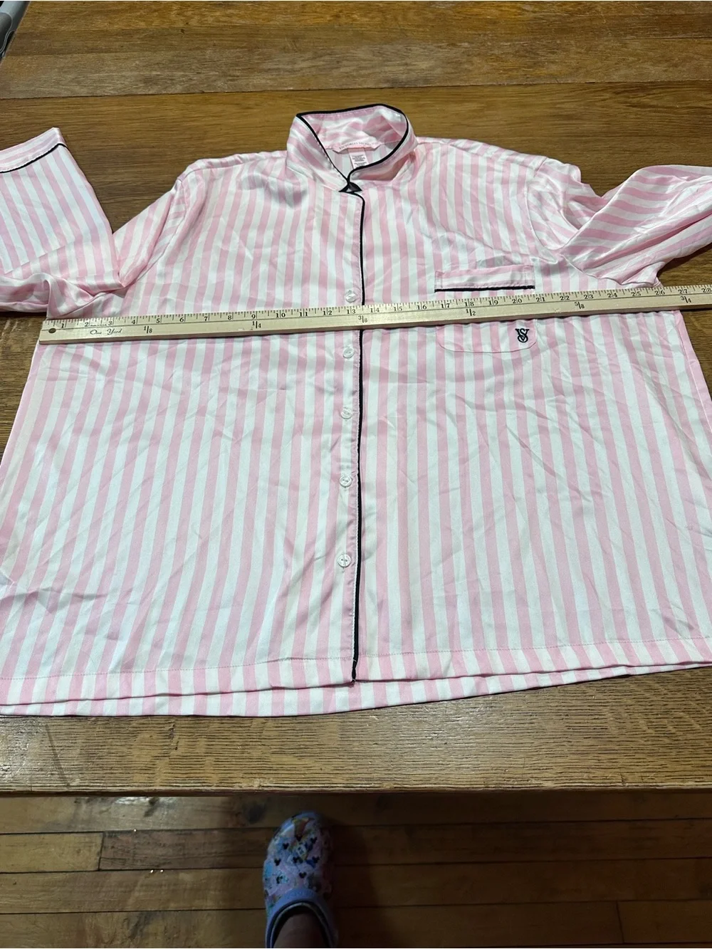 Victoria's Secret sz XXL Pink and White Striped Pajama Set with Black Piping